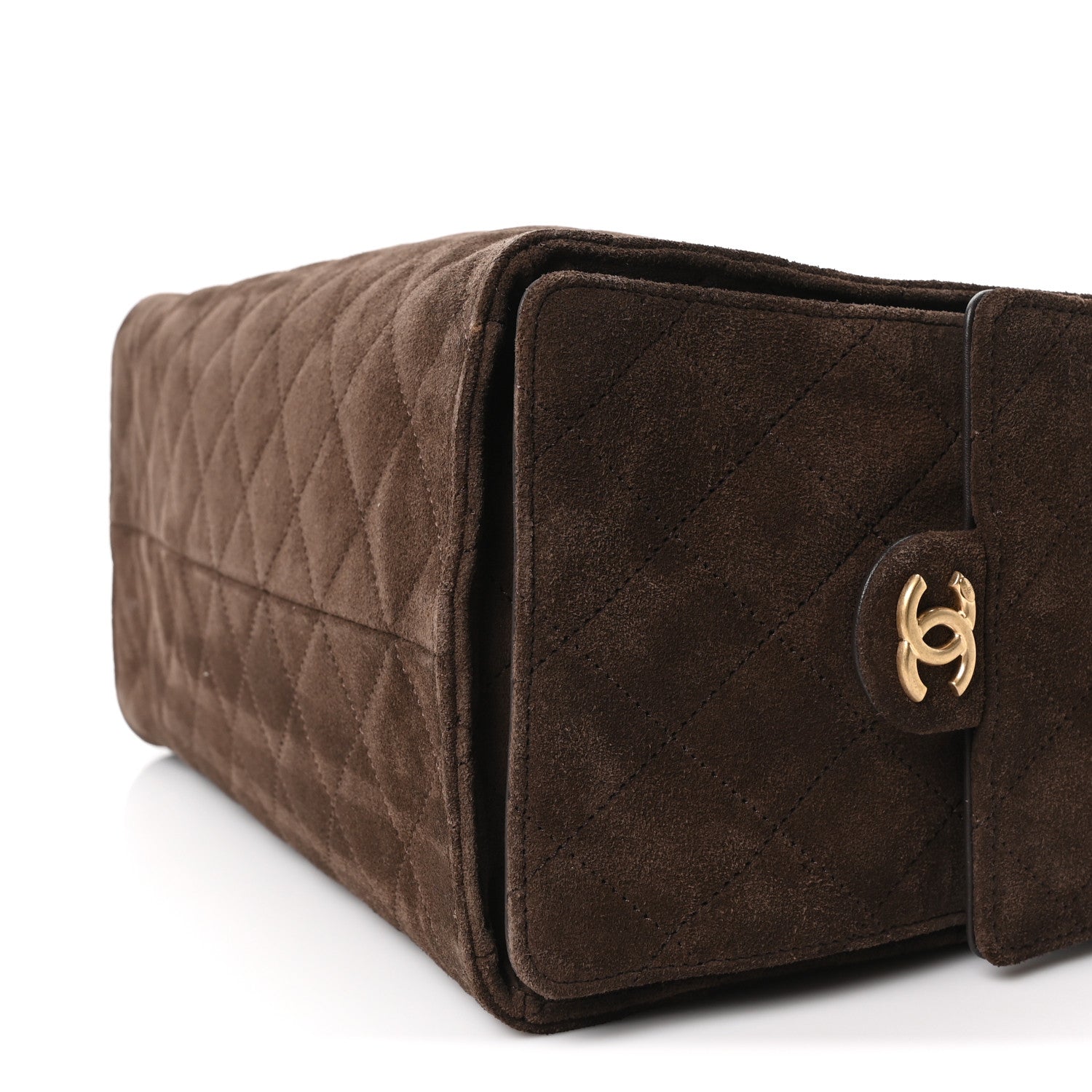 Suede Quilted Medium CHNL 25 Handbag Dark Brown