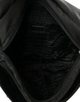 Tessuto Nylon Saffiano Double Buckle Messenger Shoulder Bag Black