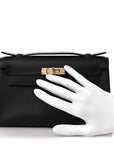 Swift Horseshoe Kelly Pochette Clutch Black Lime