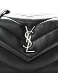 Calfskin Y Quilted Monogram Toy Loulou Crossbody Bag Black
