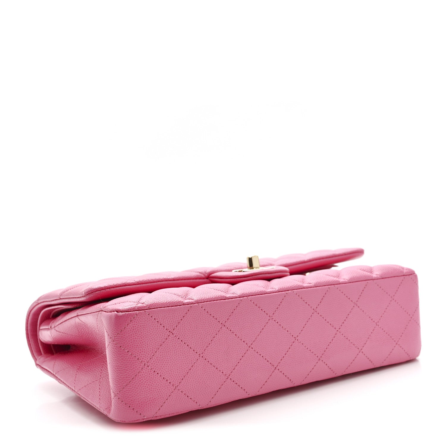 Caviar Quilted Medium Double Flap Pink