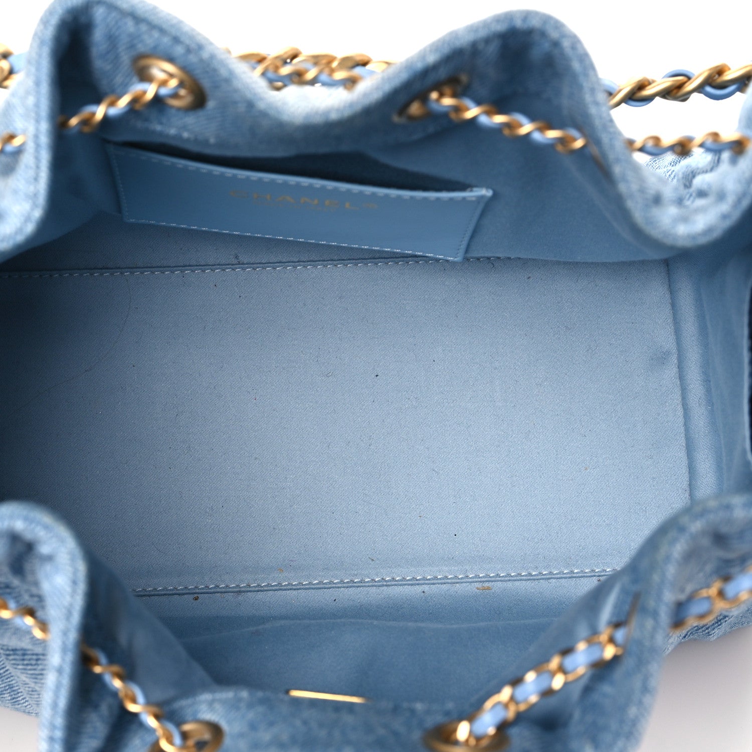Washed Denim Quilted Small CHNL 25 Handbag Blue