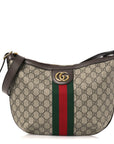 GG Supreme Monogram Web Small Ophidia Half Moon Hobo Brown