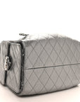Metallic Caviar Quilted Small CHNL 25 Handbag Silver