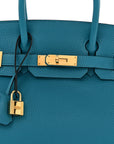 Taurillon Clemence Birkin 30 Turquoise