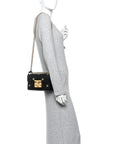 Grained Calfskin Bee Star Small Padlock Shoulder Bag Black