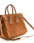 Suede Calfskin Studded Small Sac De Jour Caramel Cognac