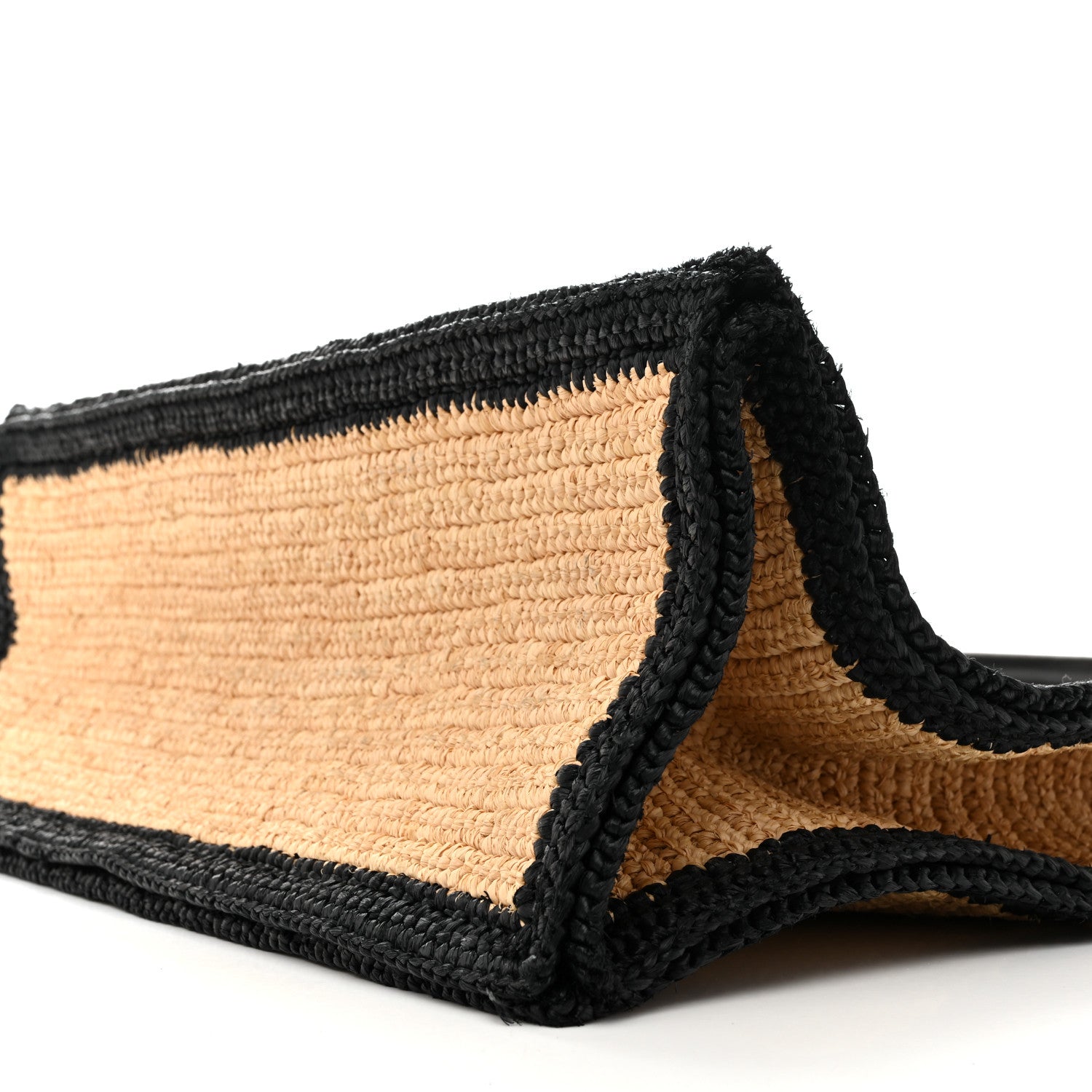 Raffia Calfskin Rive Gauche Tote Naturale Black