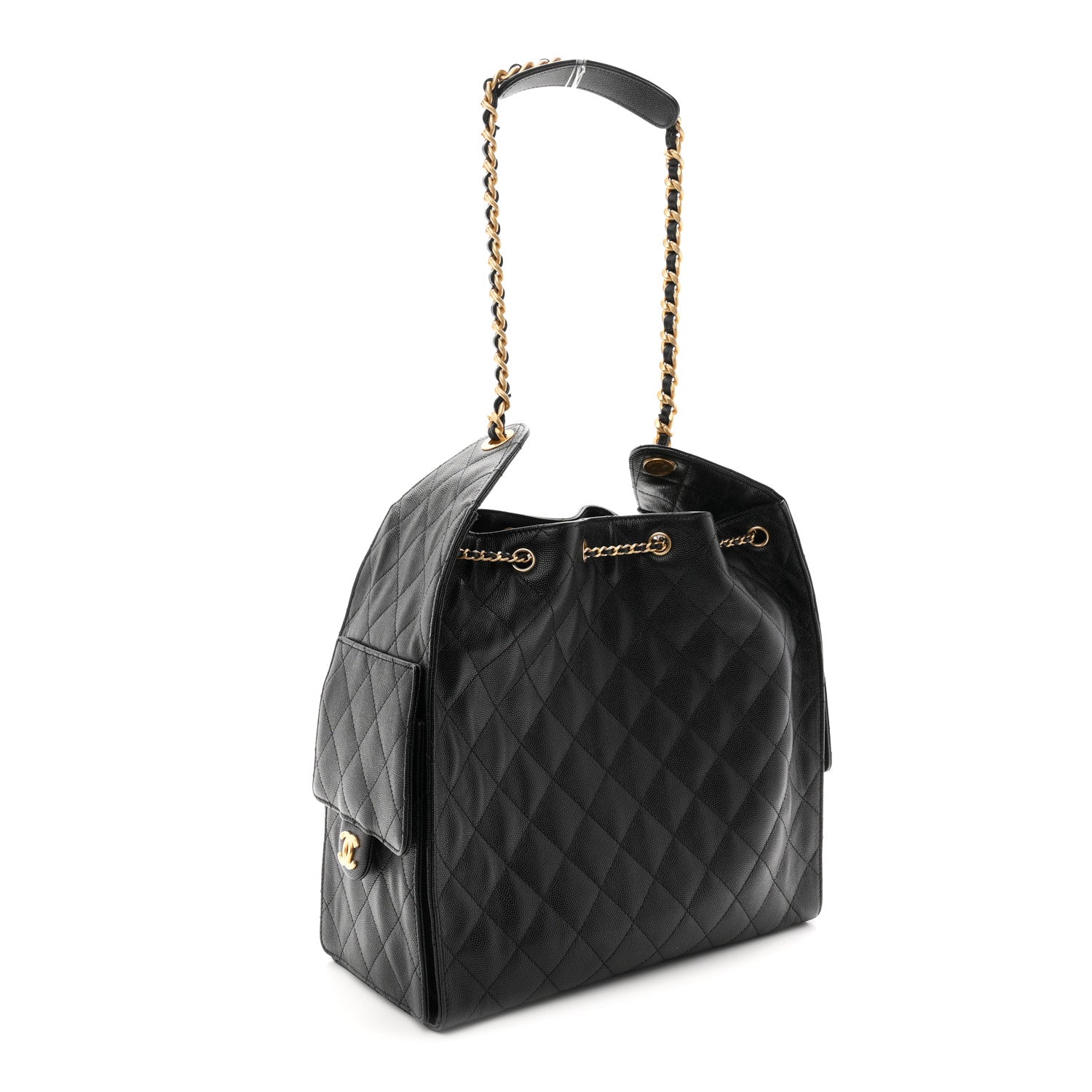 Caviar Quilted Medium CHNL 25 Handbag Black