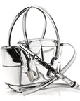 Mirror Laminated Nappa Maxi Intrecciato Mini Arco  Silver