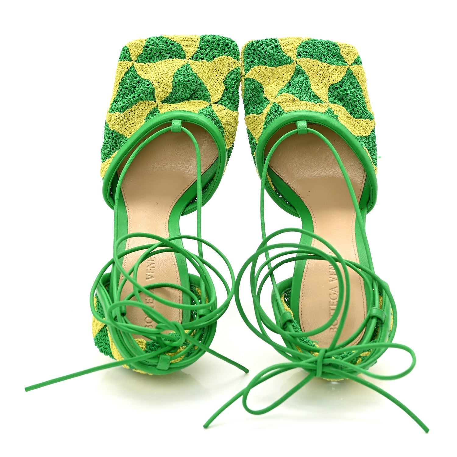 Crochet Stretch Ankle Tie Sandals 37 Kiwi Parakeet