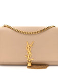 Smooth Calfskin Medium Classic Monogram Kate Tassel Satchel Nude Powder
