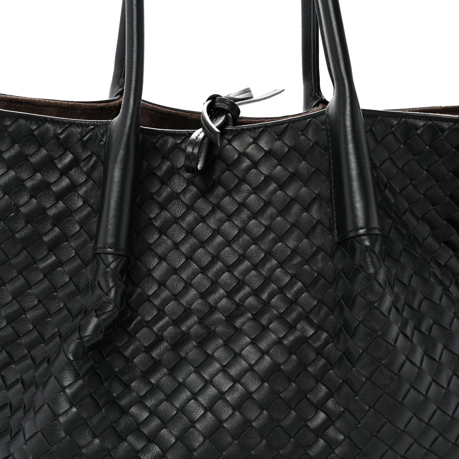 Calfskin Intrecciato Pinacoteca Reversible Tote Black Fondant