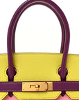 Chevre Mysore Horseshoe Birkin 30 Rose Confetti Anemone Lime
