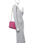 Smooth Calfskin Suede Medium Reversible Monogram Kate Satchel Rose Rubis