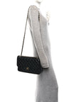 Lambskin Quilted Jumbo Double Flap Black