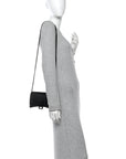 Shiny Calfskin Monochrome Crocodile Embossed Hourglass Chain Bag Black