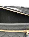 Lambskin Quilted Square Front Pocket Clutch With Chain Black