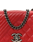 Glazed Calfskin Quilted Small Coco Boy Flap Red