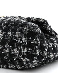 Tweed Quilted Maxi CHNL 19 Flap Black Silver Ecru