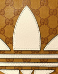 X ADIDAS Crystal Vintage Monogram Textured Dollar Calfskin Web Trefoil Small Ophidia Round Shoulder Bag Mid Natural Nut Off White New Acero