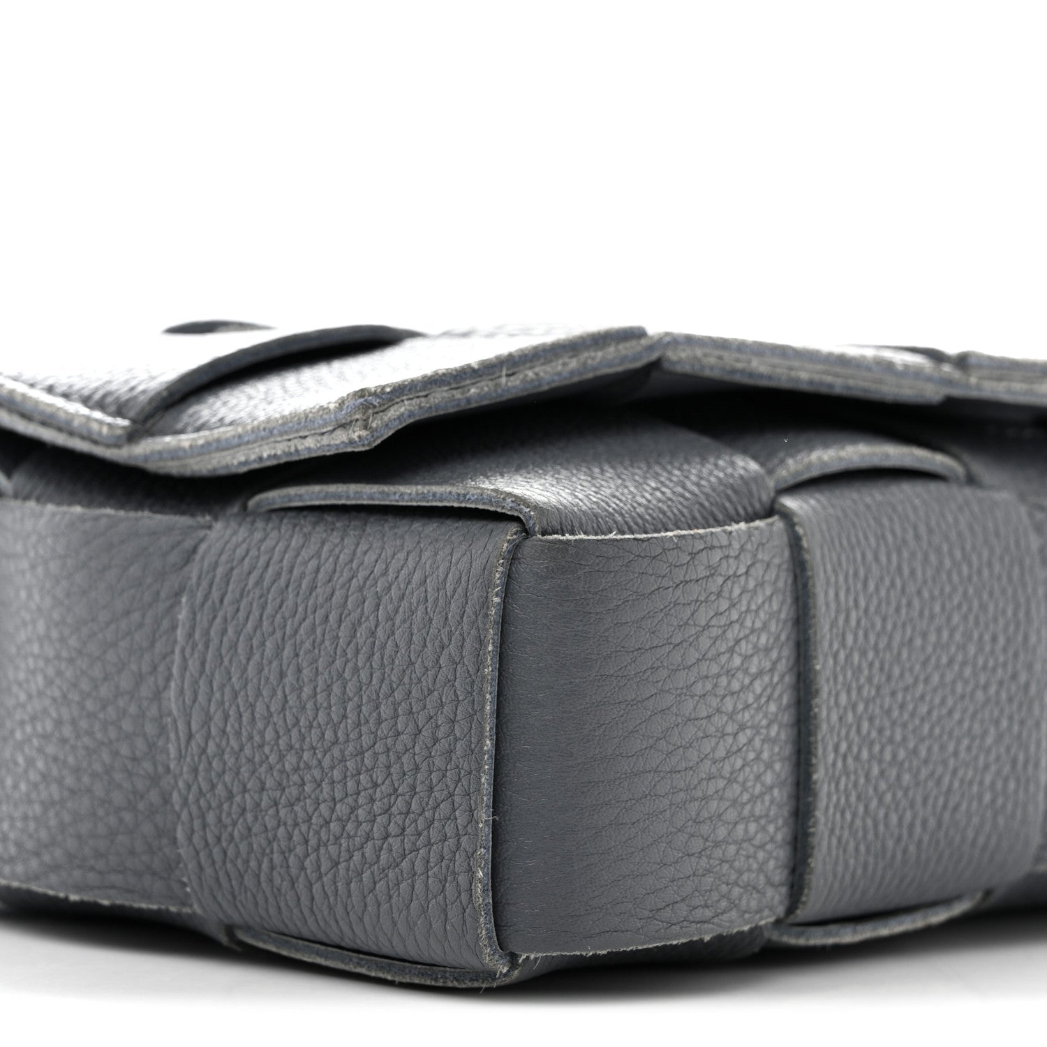 Grained Calfskin Maxi Intrecciato Cassette Crossbody Bag Thunder