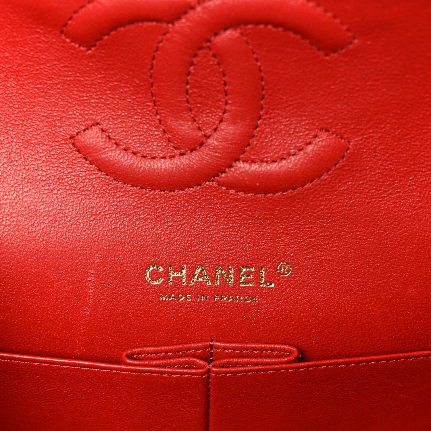 Lambskin Quilted Medium Double Flap Red