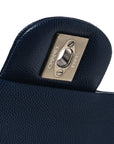 Caviar Quilted Medium Double Flap Navy