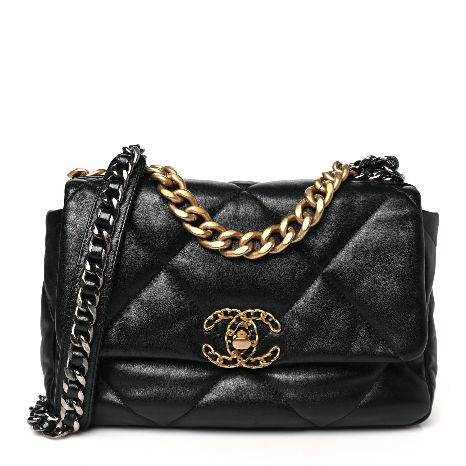 Lambskin Quilted Medium CHNL 19 Flap Black