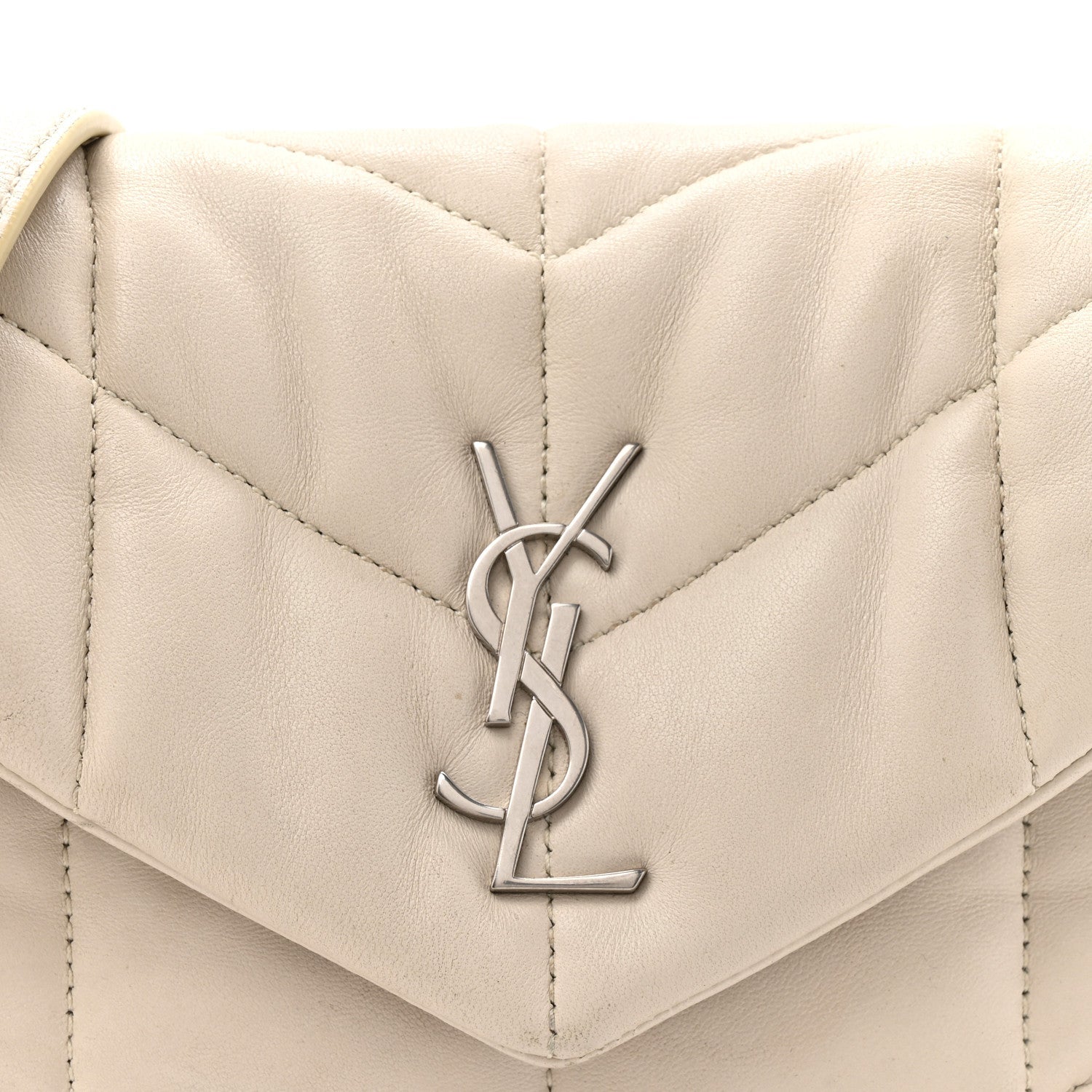 Lambskin Quilted Toy Loulou Puffer Monogram Chain Satchel Crema Soft