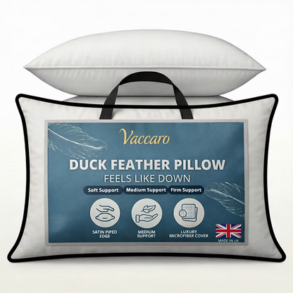 Zemmel Duck Feather & Down Pillows - Super Comfort for Restful Sleep-Feather Pillows Pack of 2 (74x48cm is pack 2 of variation) and Pack of 1