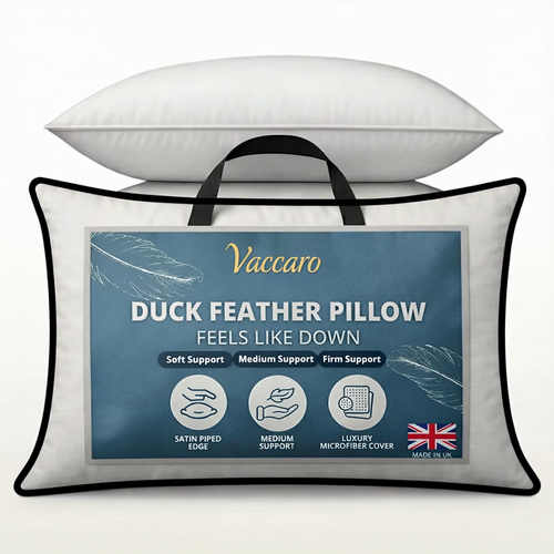 Zemmel Duck Feather & Down Pillows - Super Comfort for Restful Sleep-Feather Pillows Pack of 2 (74x48cm is pack 2 of variation) and Pack of 1