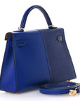 Epsom Casaque Mini Kelly Sellier 20 Bleu Electrique Bleu Encre Gold