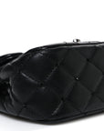 Lambskin Quilted Beaded Extra Mini Rectangular Flap Black