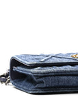 Denim Quilted CHNL 19 Wallet On Chain WOC Blue