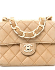 Lambskin Quilted Bekko Resin Mini Square Flap Beige