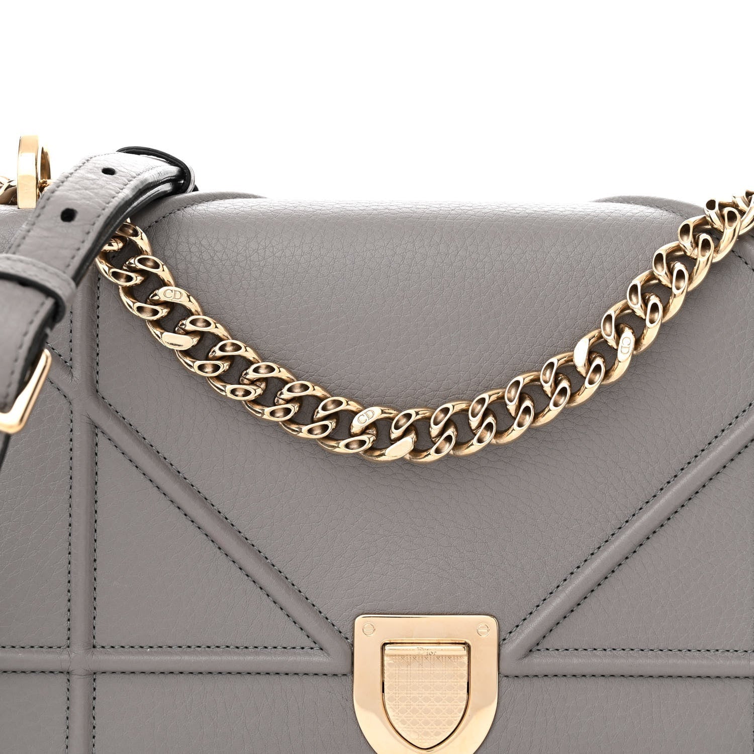 Grained Calfskin Medium D1ORama Flap Bag Gris