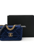Satin Quilted Medium CHNL 19 Flap Blue