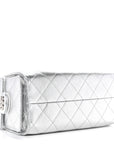 Metallic Caviar Quilted Mini CHNL 25 Handbag Silver