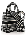 Canvas Houndstooth Embroidered Medium Lady D-Lite Black White