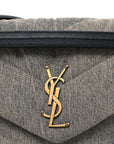 Denim Quilted Medium Loulou Puffer Monogram Chain Satchel Azur