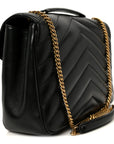 Lambskin Chevron Quilted Large Loulou Black