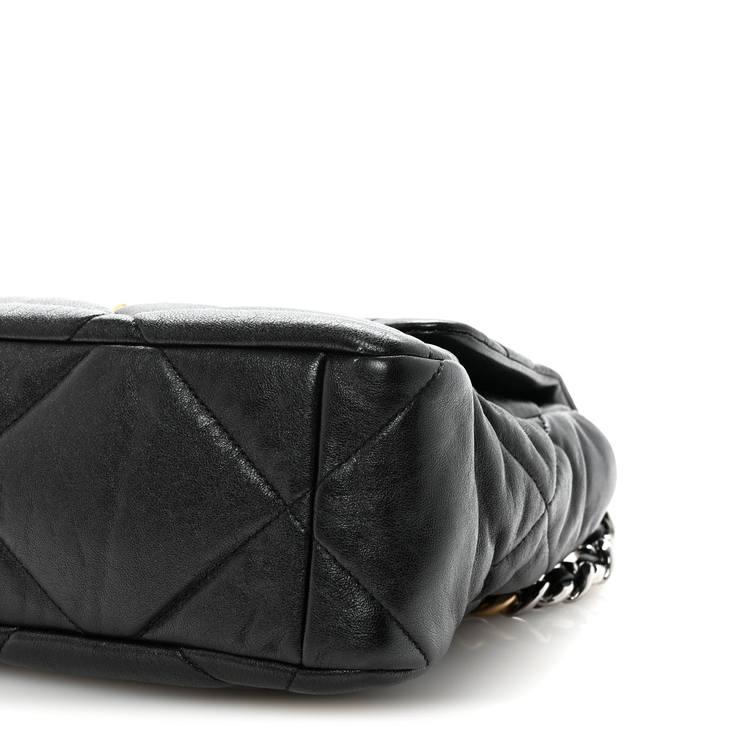 Goatskin Quilted Large CHNL 19 Flap Black