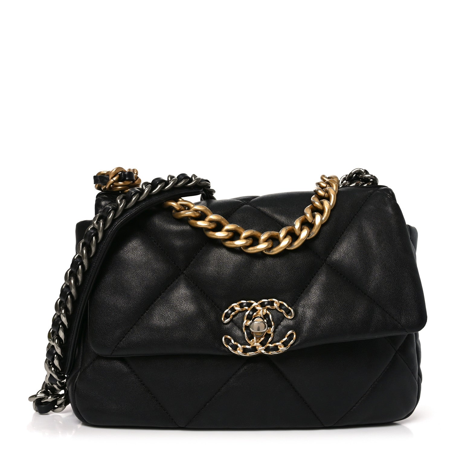 Lambskin Quilted Medium CHNL 19 Flap Black