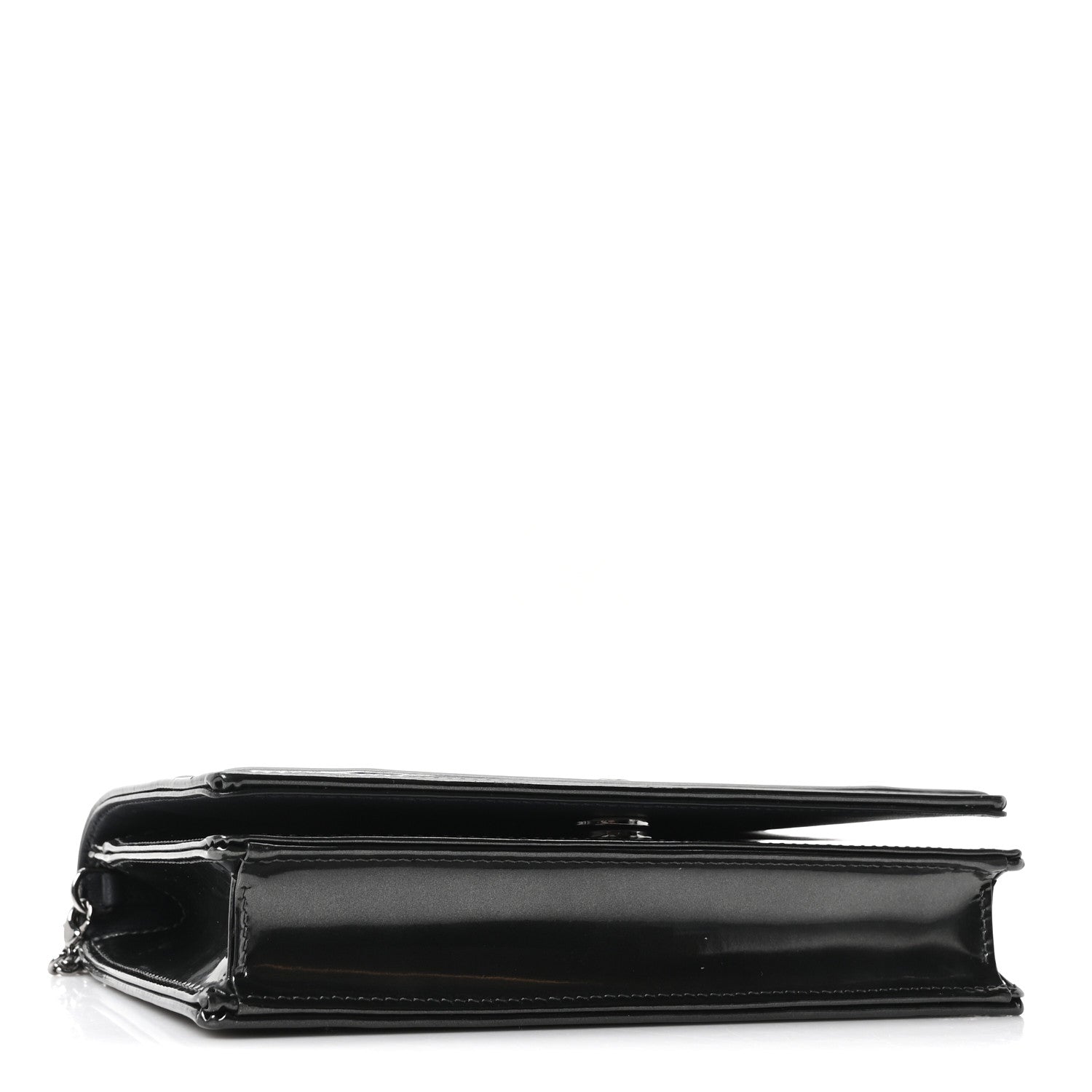 Metallic Patent Micro-Cannage D1ORama Wallet on Chain Pouch Onyx Black