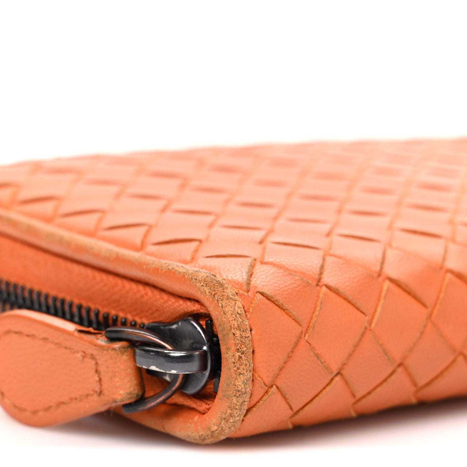Nappa Intrecciato Zip Around Wallet Orange