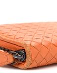 Nappa Intrecciato Zip Around Wallet Orange