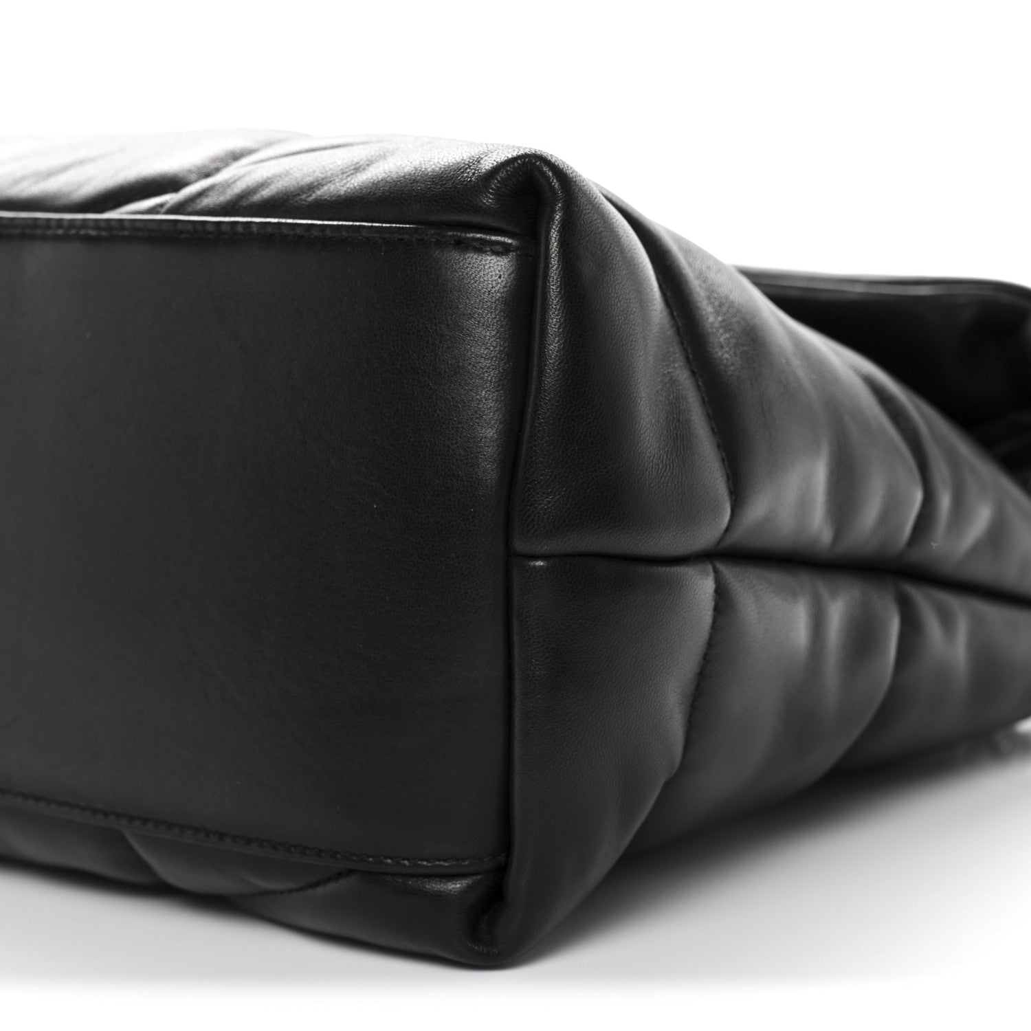 Lambskin Quilted Medium Loulou Puffer Monogram Chain Satchel Black