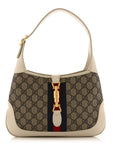 GG Supreme Monogram Azalea Calfskin Web Small Jackie 1961 Hobo Beige Ebony Mystic White