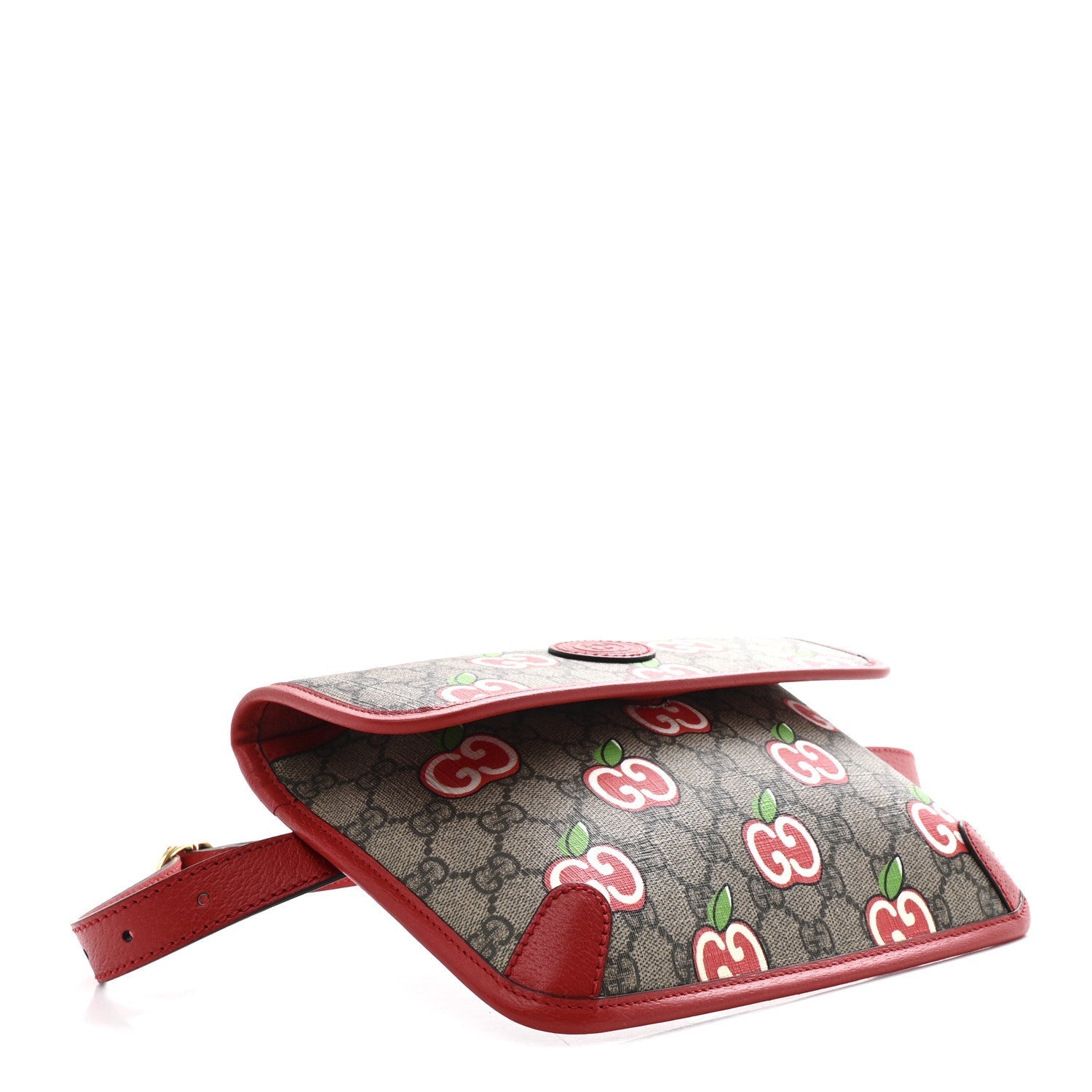 GG Supreme Monogram Apple Interlocking G Belt Bag Beige Multicolor Lobster Red